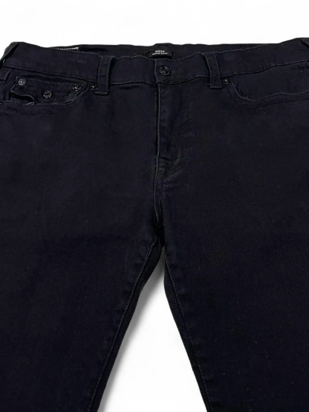 True Religion Rocco Relaxed Skinny Black Jeans Men’s Size W36 L30 Flap Pockets